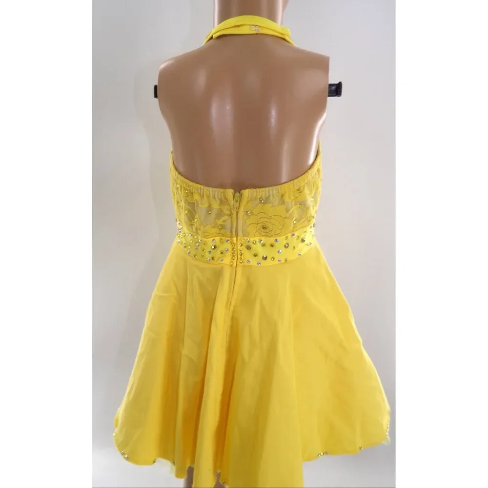 Pre-Owned Dance Costume Small Child Yellow Kelle Lace Dress Jazz Tap Musical Th